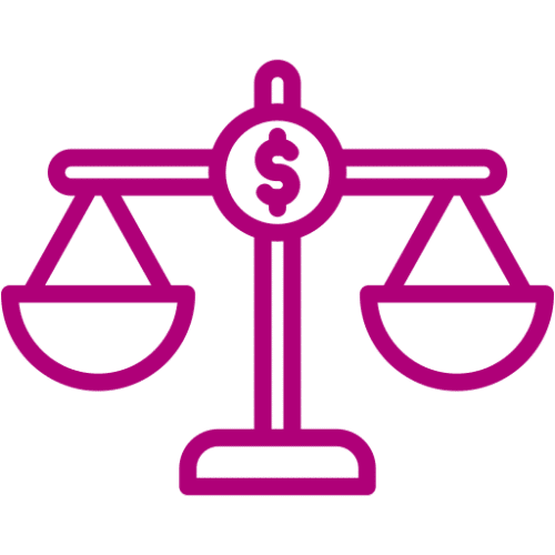 The scale icon with the dollar symbol means financial stability.